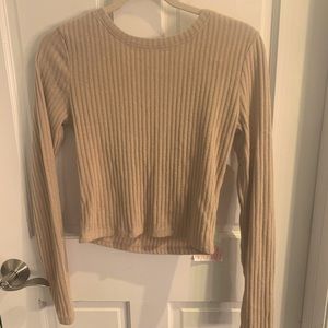 Cropped Ribbed Tan Top